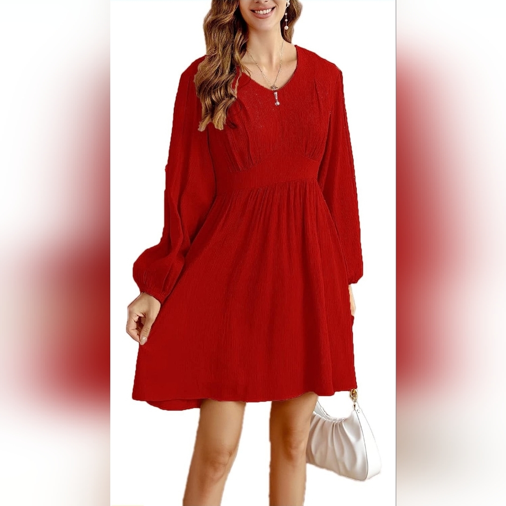 NWT Red midi dress V neck tunic